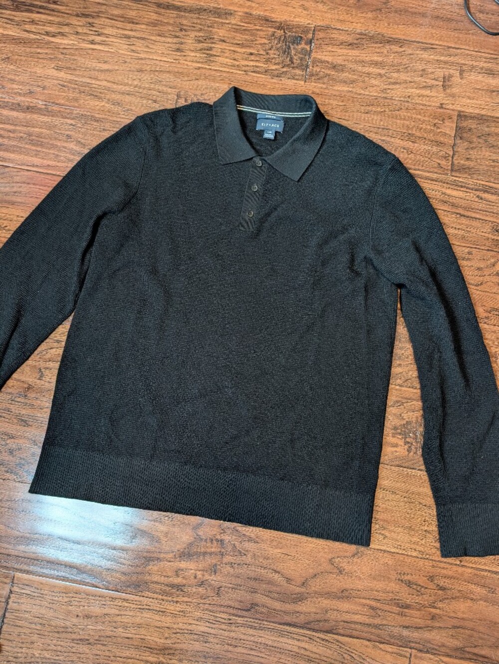 Kit And Ace Timeless Merino Polo Sweater Men's Size Large in Black